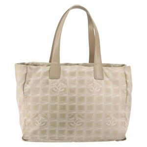Chanel Travel Line Tote Nylon Beige Nylon Tote Bag Bag